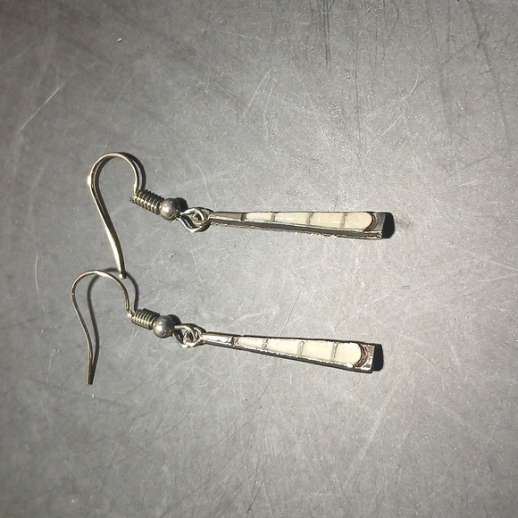 Boho Style Silver Simulated Opal Dangle Drop Hook Earrings - Picture 2 of 4